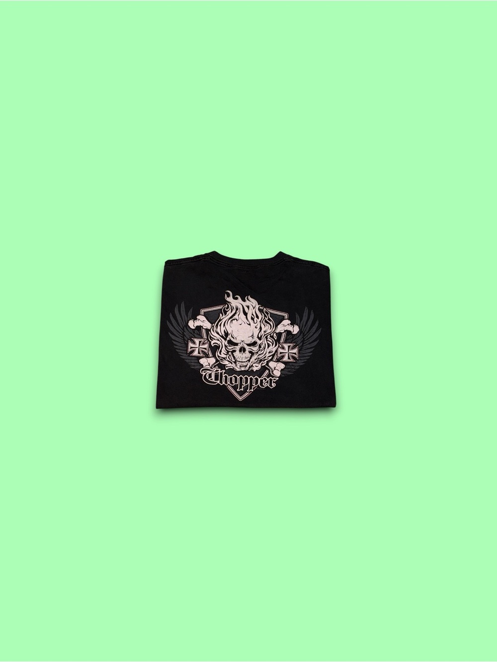 Vintage west coast choppers del sol flame skull t-shirt black mens XL